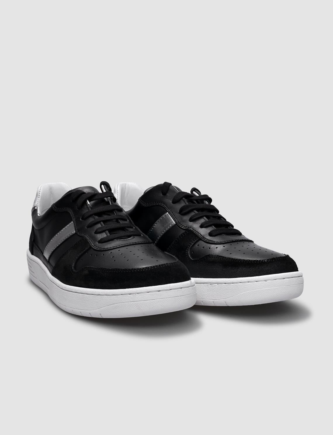 100% Genuine Leather Black Women's Athletic Shoes