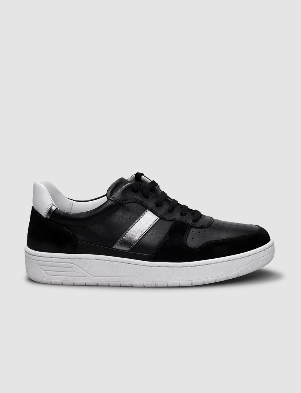100% Genuine Leather Black Women's Athletic Shoes
