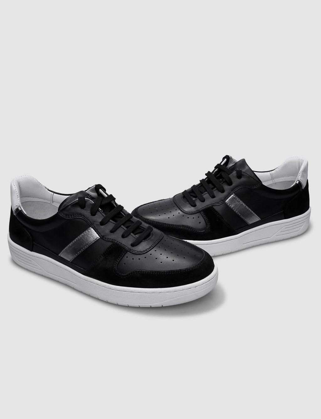 100% Genuine Leather Black Women's Athletic Shoes