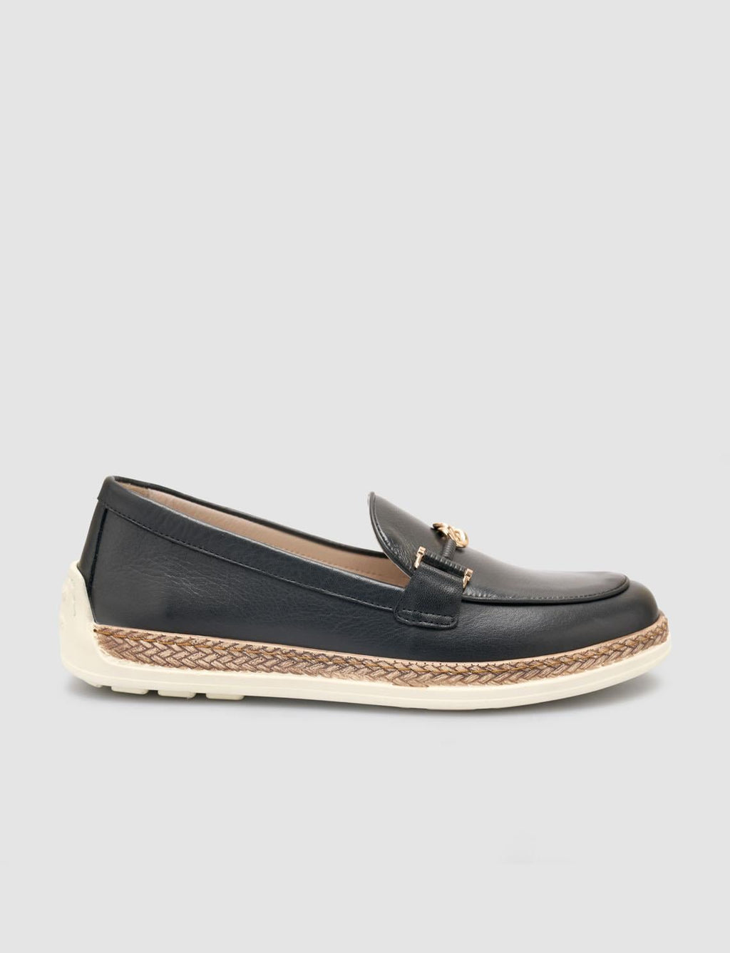 100% Genuine Leather Black Women's Loafer