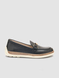 100% Genuine Leather Black Women's Loafer
