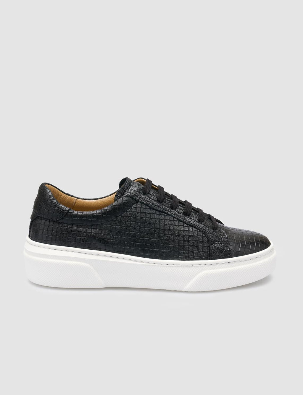 100% Genuine Leather Black Women's Athletic Shoes