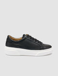 100% Genuine Leather Black Women's Athletic Shoes