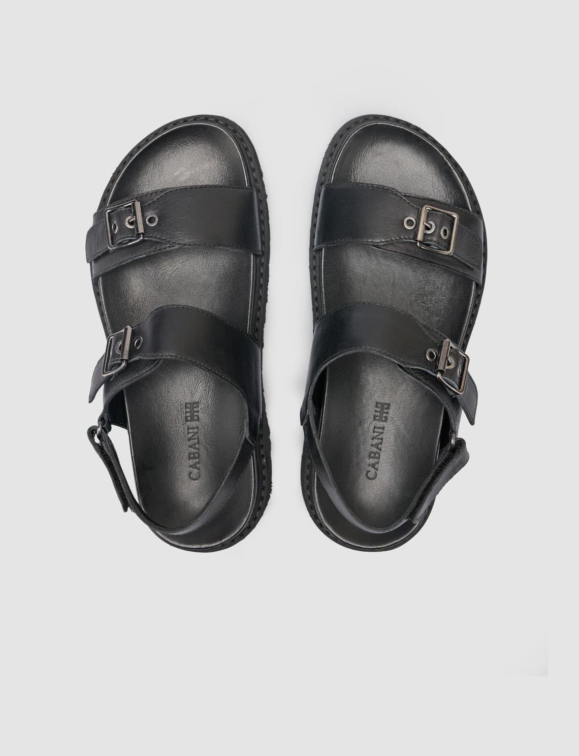 100% Genuine Leather Black Women's Sandals