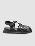 100% Genuine Leather Black Women's Sandals