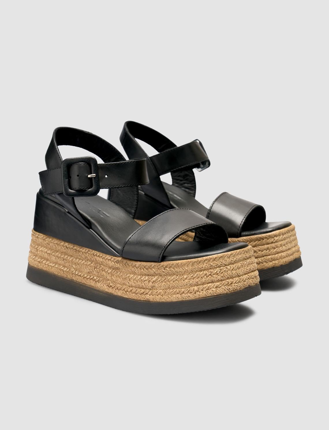 100% Genuine Leather Black Women's Sandals