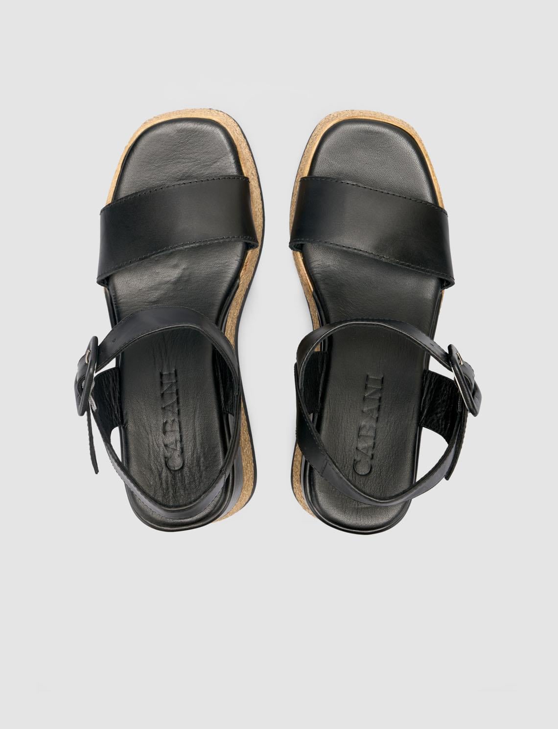 100% Genuine Leather Black Women's Sandals
