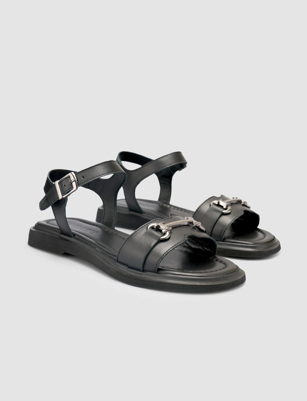 100% Genuine Leather Black Women's Sandals