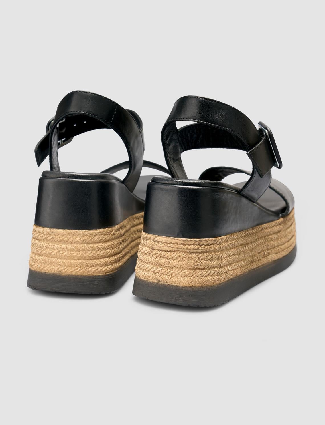 100% Genuine Leather Black Women's Sandals