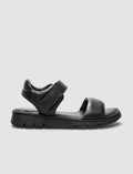 100% Genuine Leather Black Women's Sandals with Velcro Closure