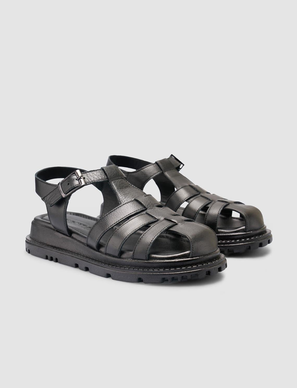 100% Genuine Leather Black Women's Sandals