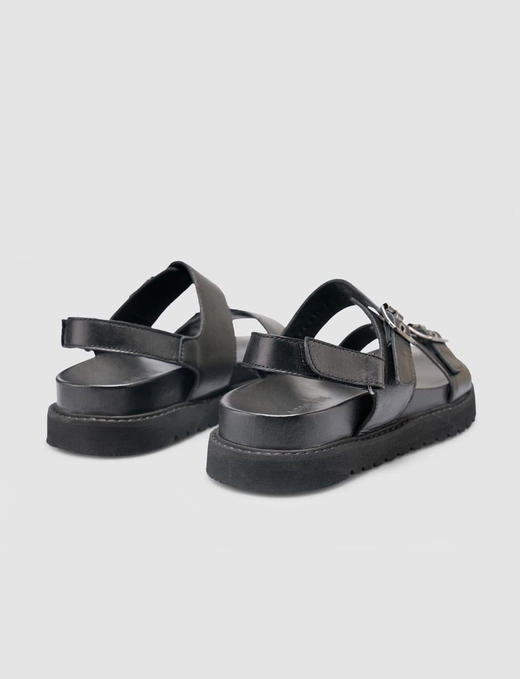 100% Genuine Leather Black Women's Sandals
