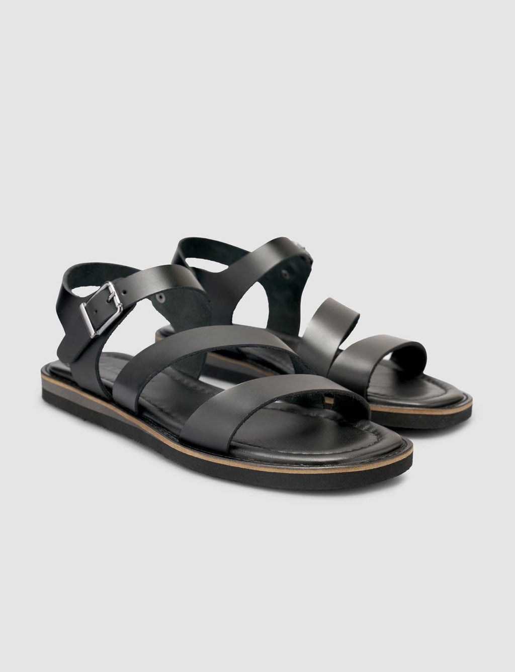 100% Genuine Leather Black Women's Sandals