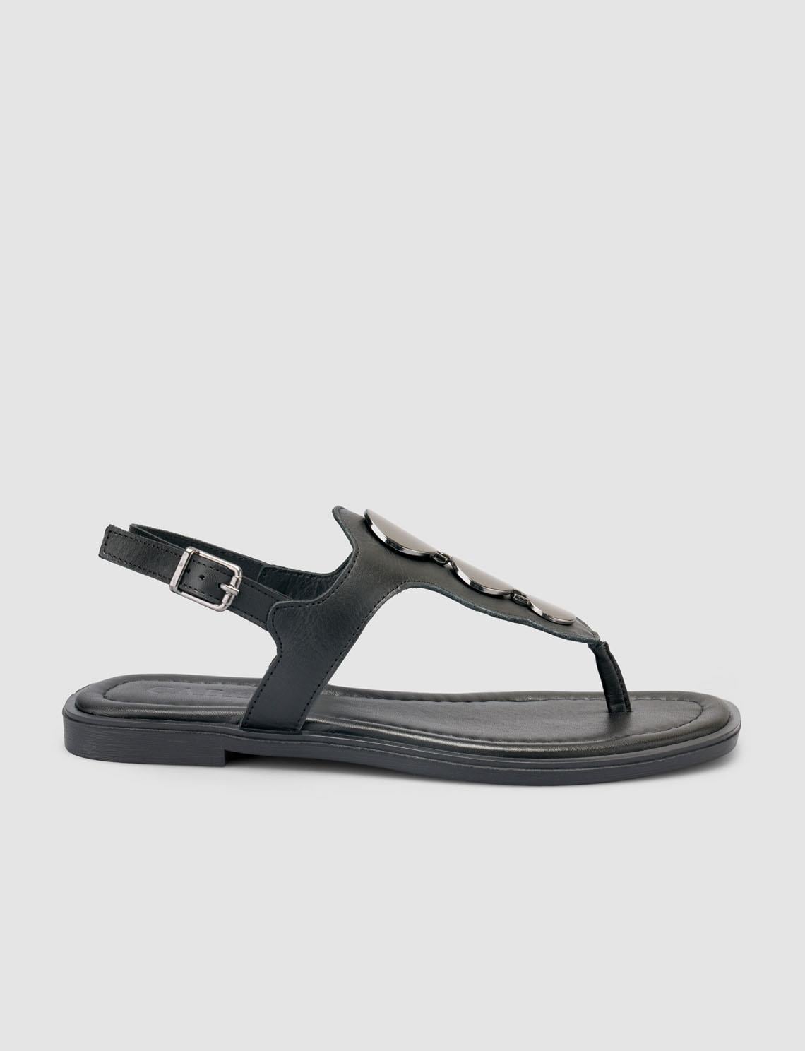 100% Genuine Leather Black Women's Sandals