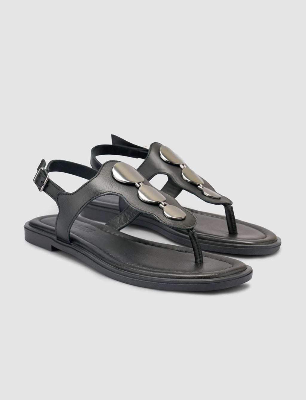 100% Genuine Leather Black Women's Sandals