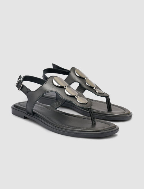 100% Genuine Leather Black Women's Sandals
