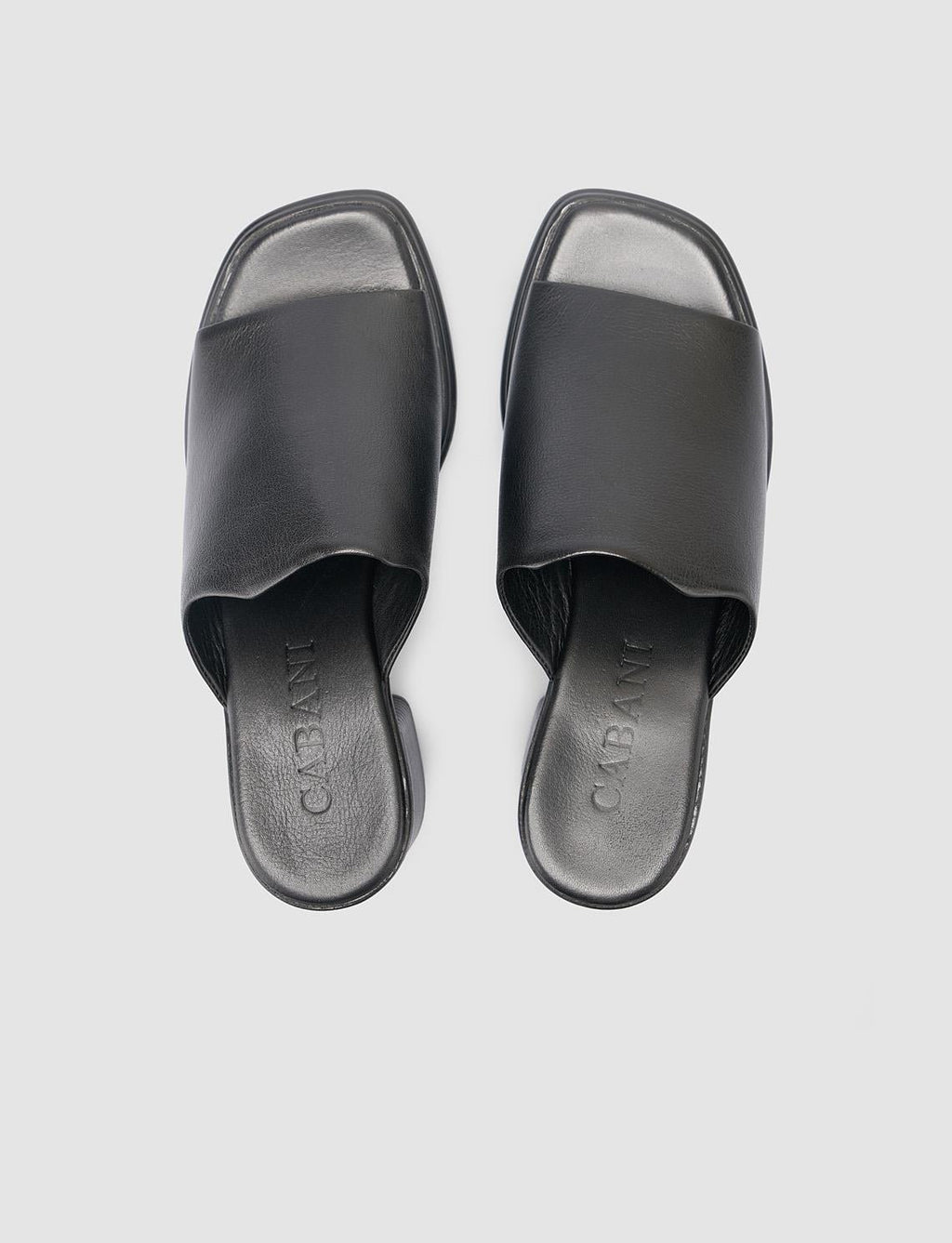 100% Genuine Leather Black Women's Heeled Slippers