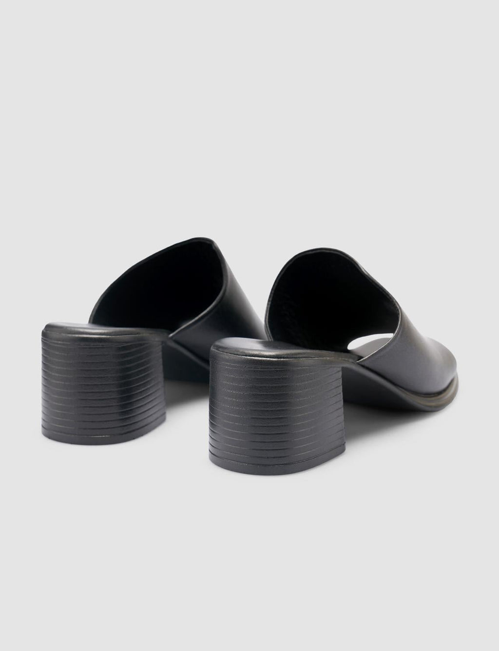 100% Genuine Leather Black Women's Heeled Slippers