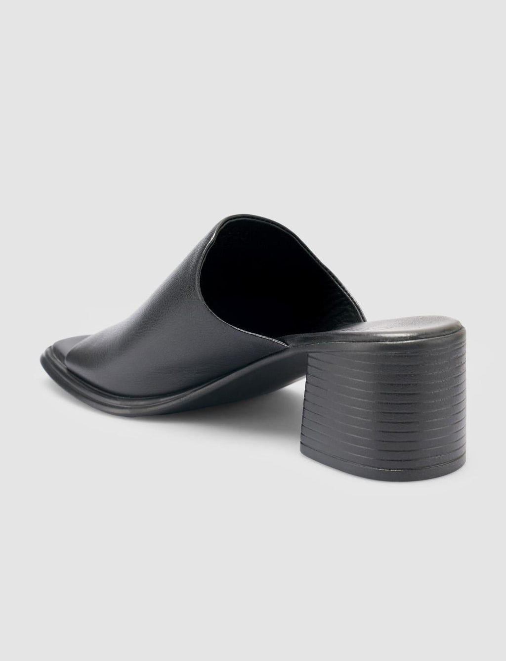 100% Genuine Leather Black Women's Heeled Slippers