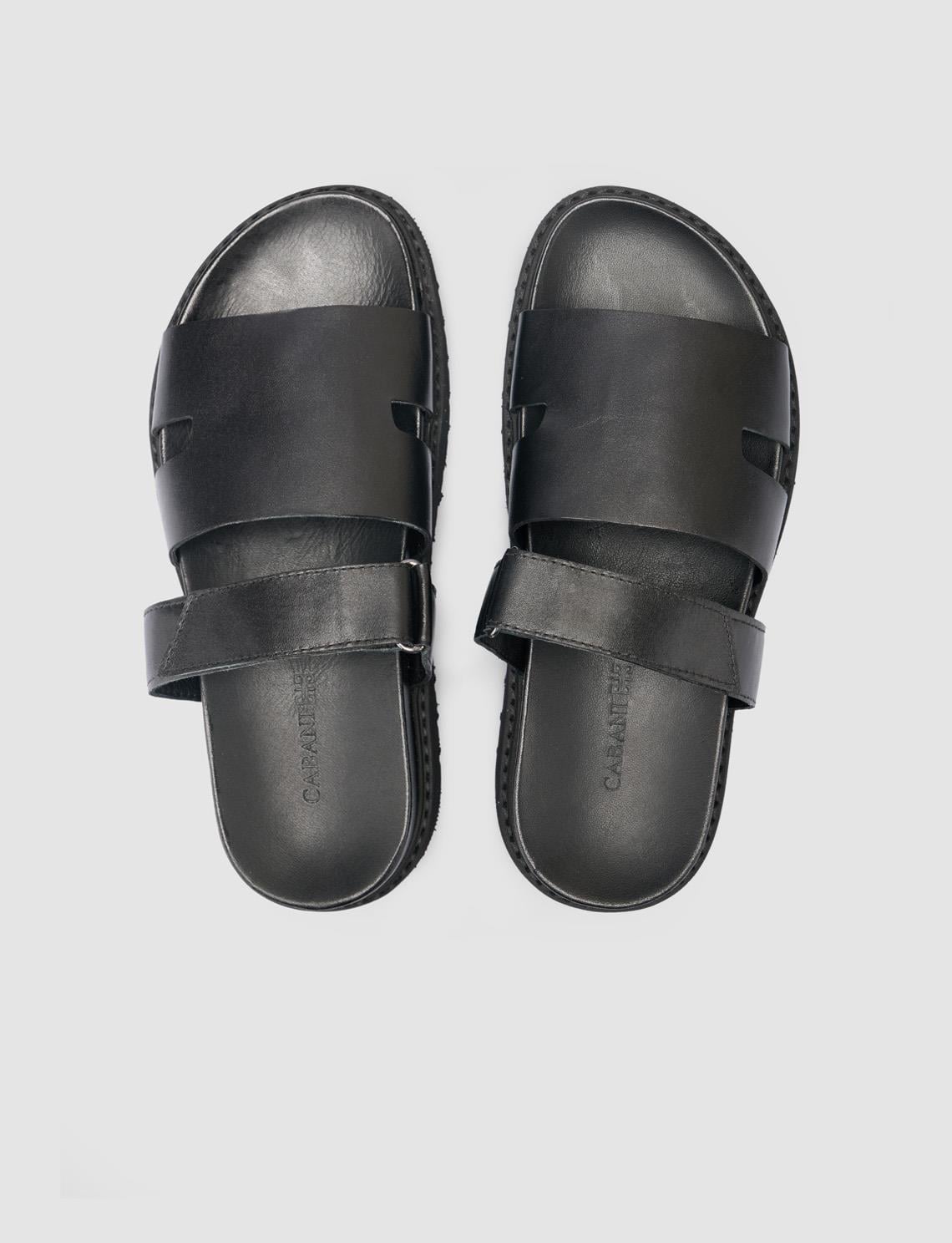 100% Genuine Leather Black Women's Slippers