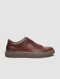 100% Genuine Leather Tan Lace-up Men's Sneaker