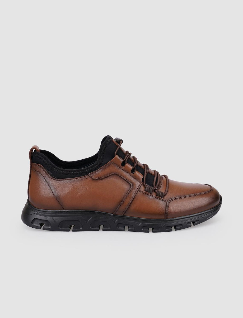 100% Genuine Leather Tan Clip-Lace Men's Casual Shoes