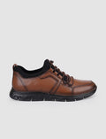 100% Genuine Leather Tan Clip-Lace Men's Casual Shoes