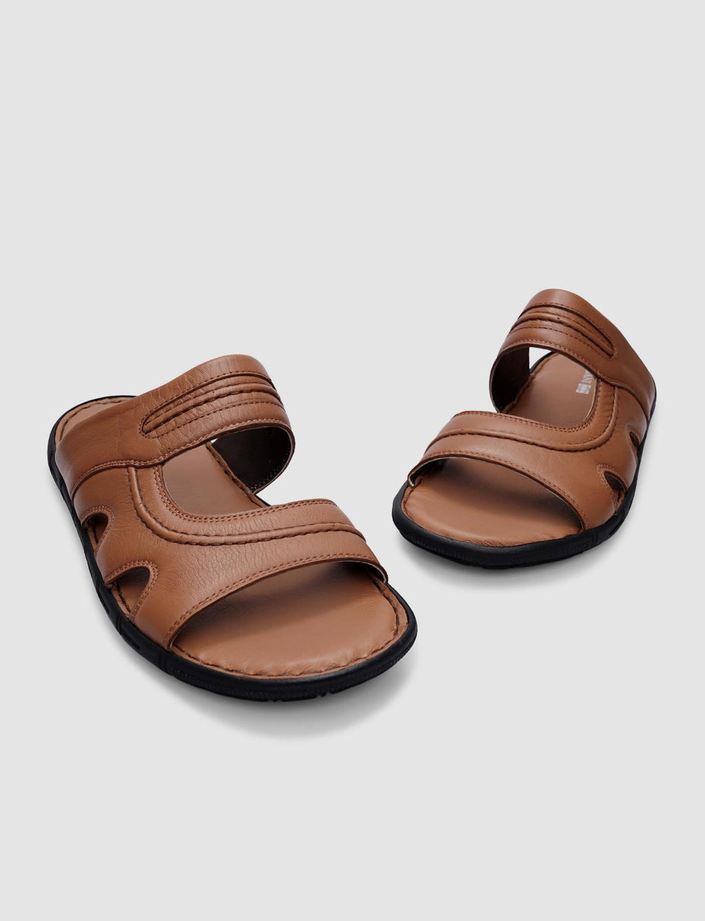 100% Genuine Leather Tan Men's Casual Slippers