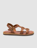 100% Genuine Leather Tan Women's Sandals