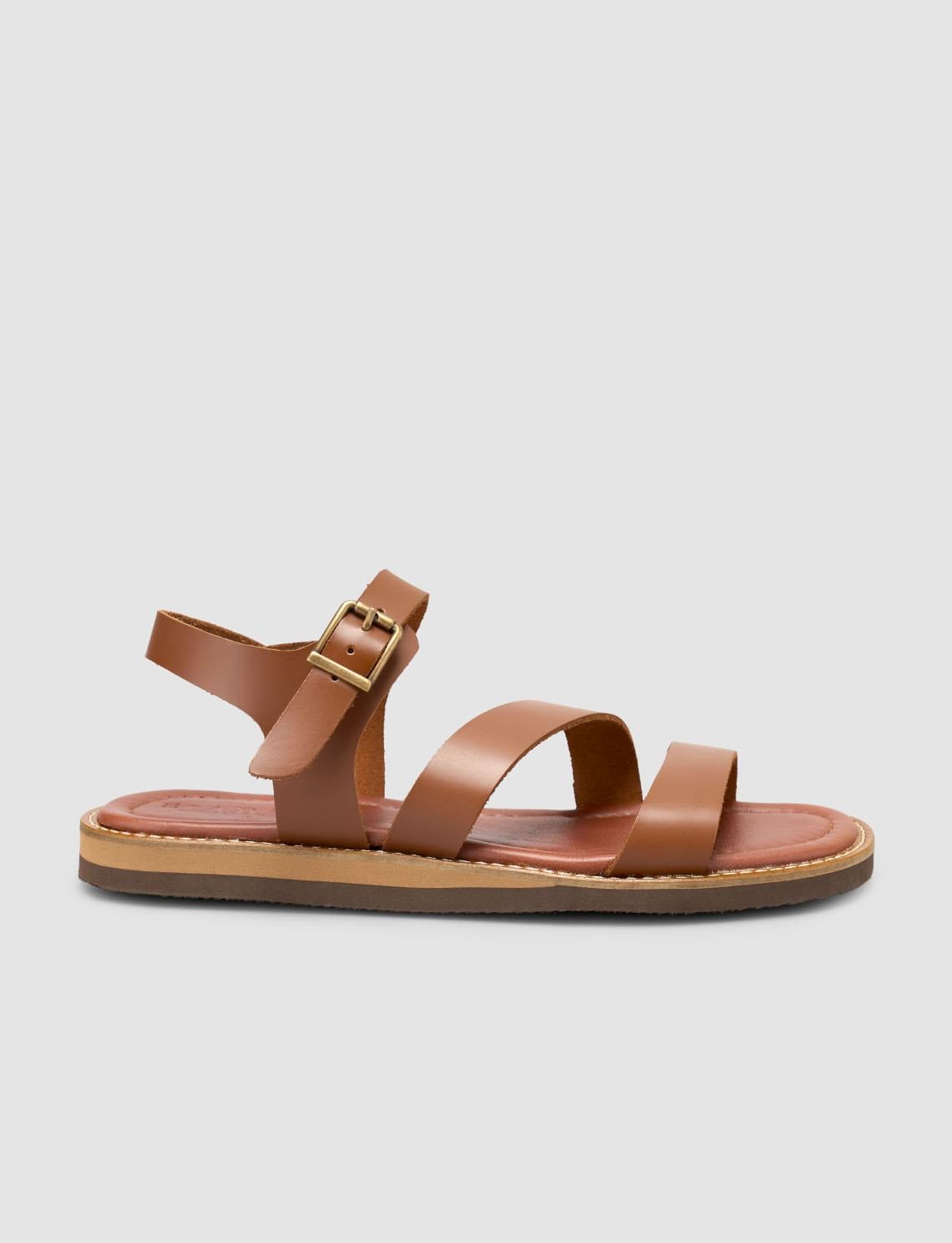 100% Genuine Leather Tan Women's Sandals