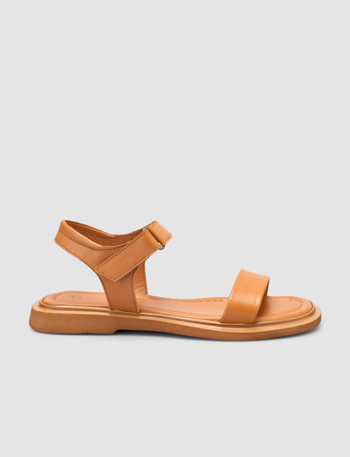 100% Genuine Leather Tan Women's Sandals