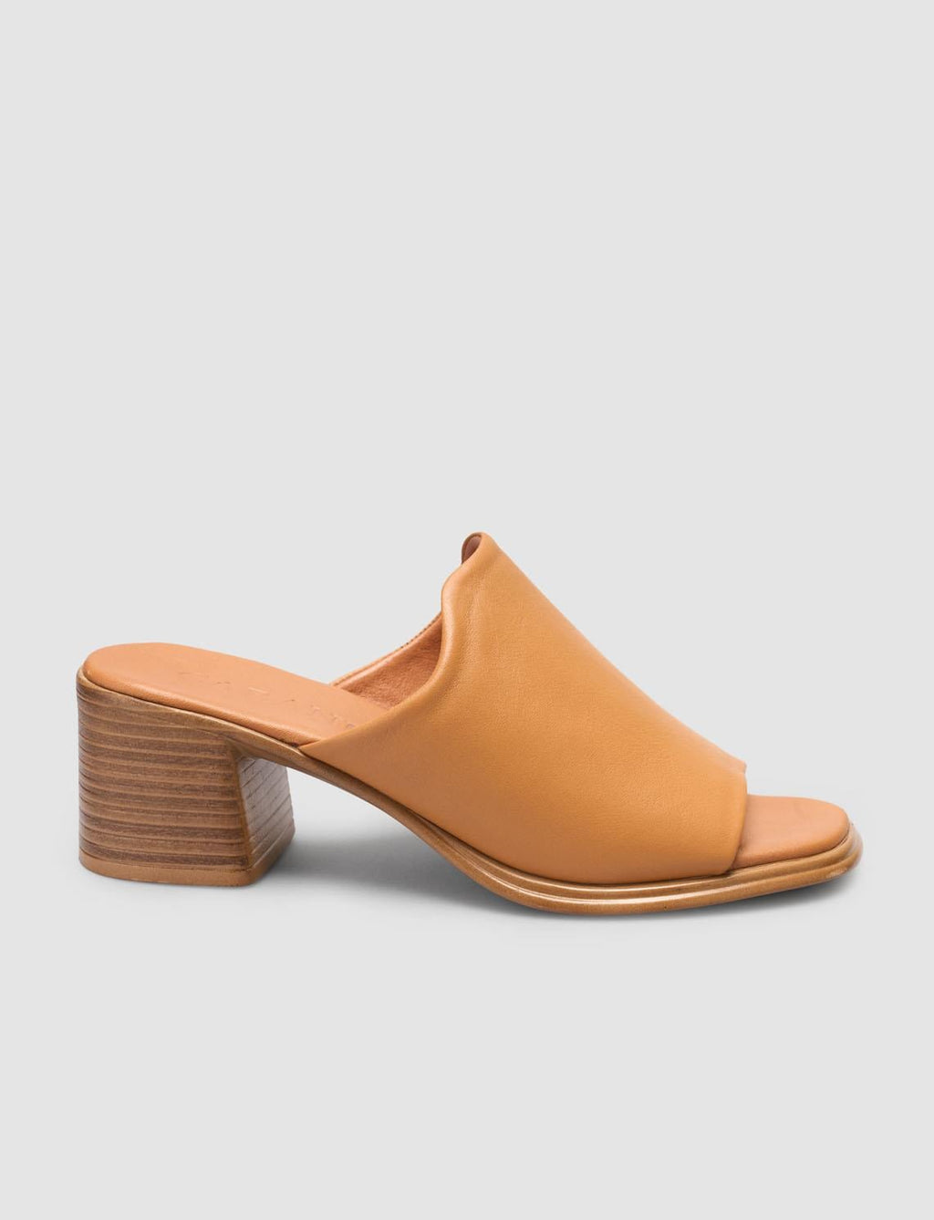 100% Genuine Leather Tan Heeled Women's Slippers