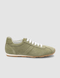 Monamae 100% Genuine Leather Green Suede Women's Athletic Shoes