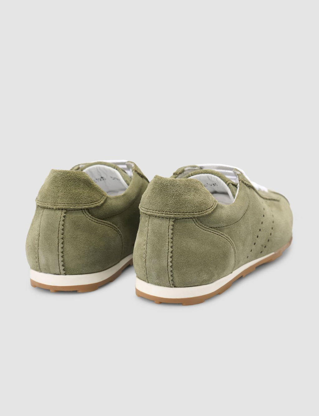 Monamae 100% Genuine Leather Green Suede Women's Athletic Shoes
