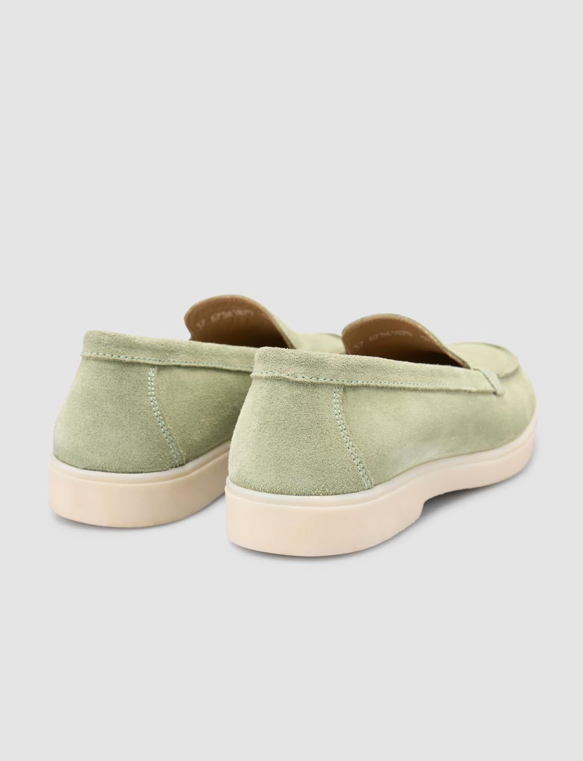 Monamae 100% Genuine Leather Green Suede Women's Loafer