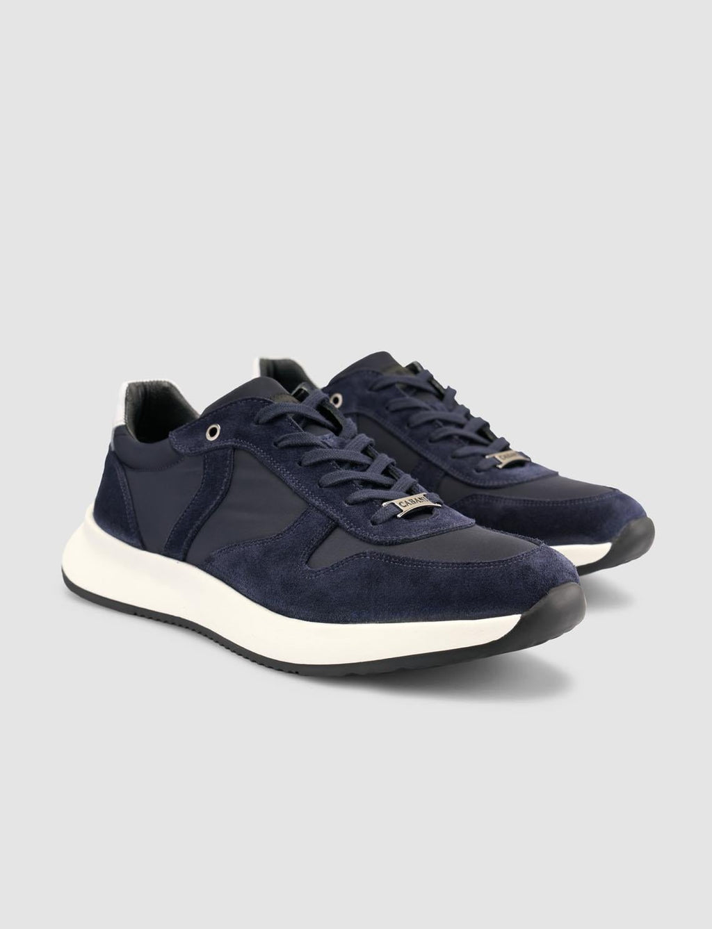 100% Genuine Leather Navy Suede Lace-up Men's Athletic Shoes