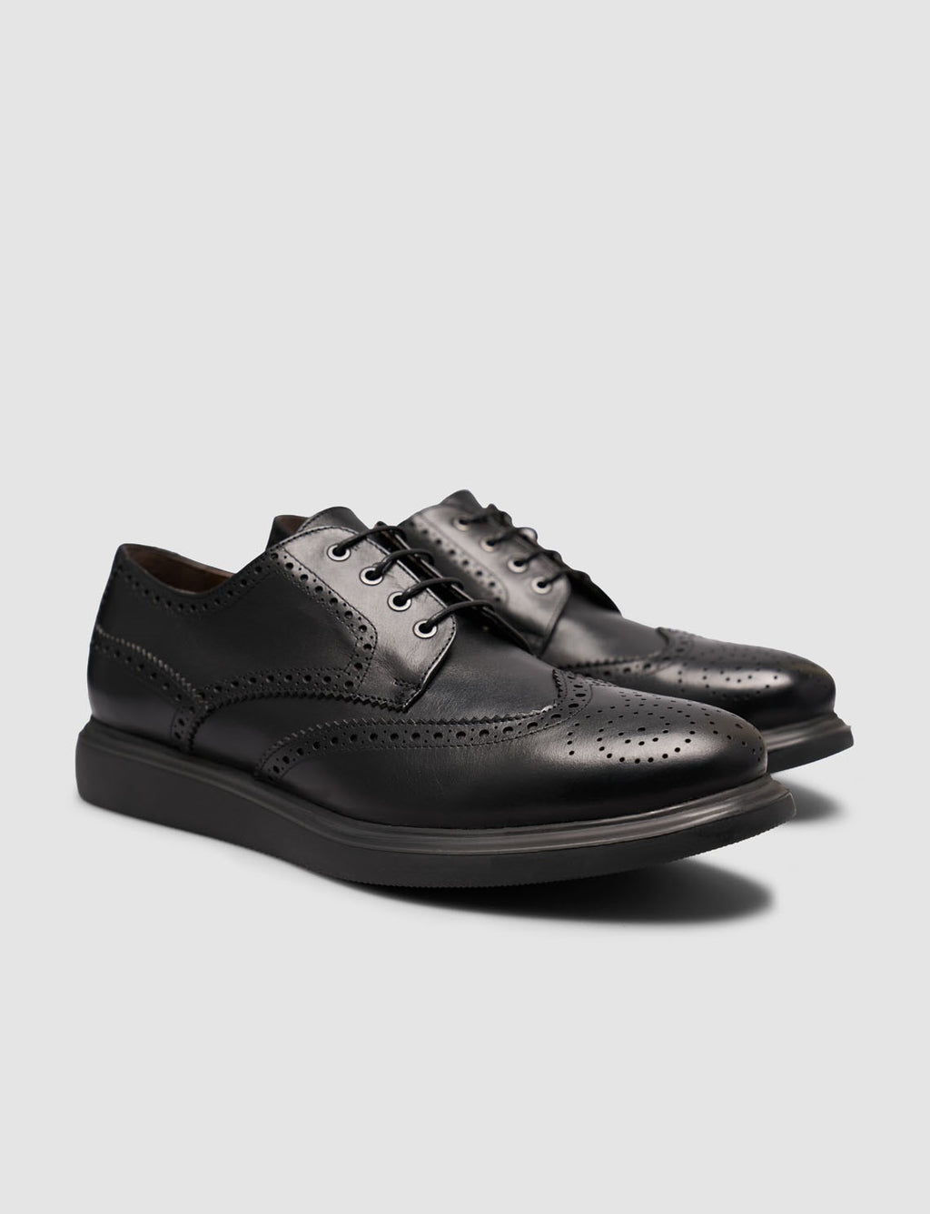 EVA Sole Genuine Leather Textured Black Lace-up Men's Casual Shoes