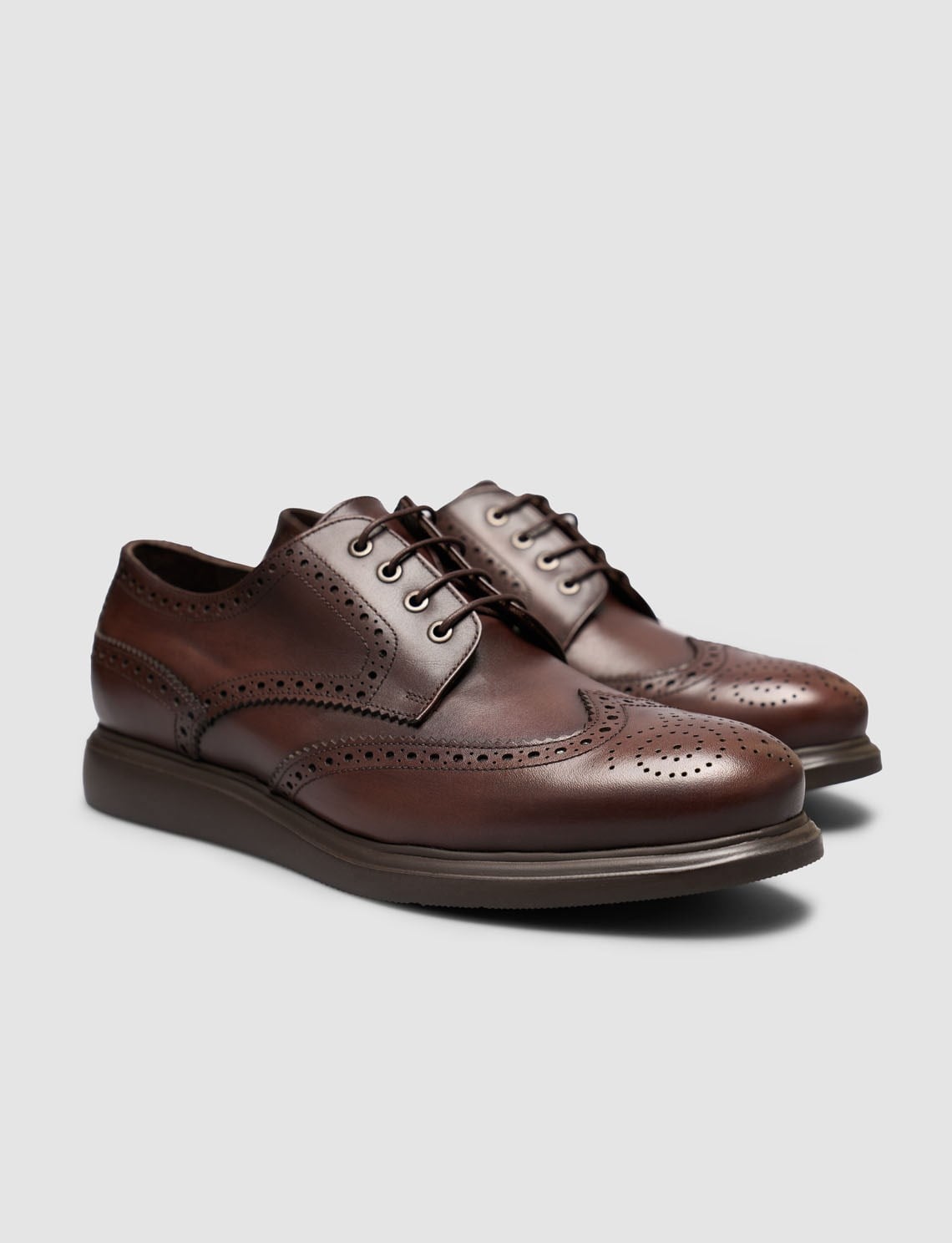 Eva Sole Genuine Leather Brown Lace-up Men's Casual Shoes