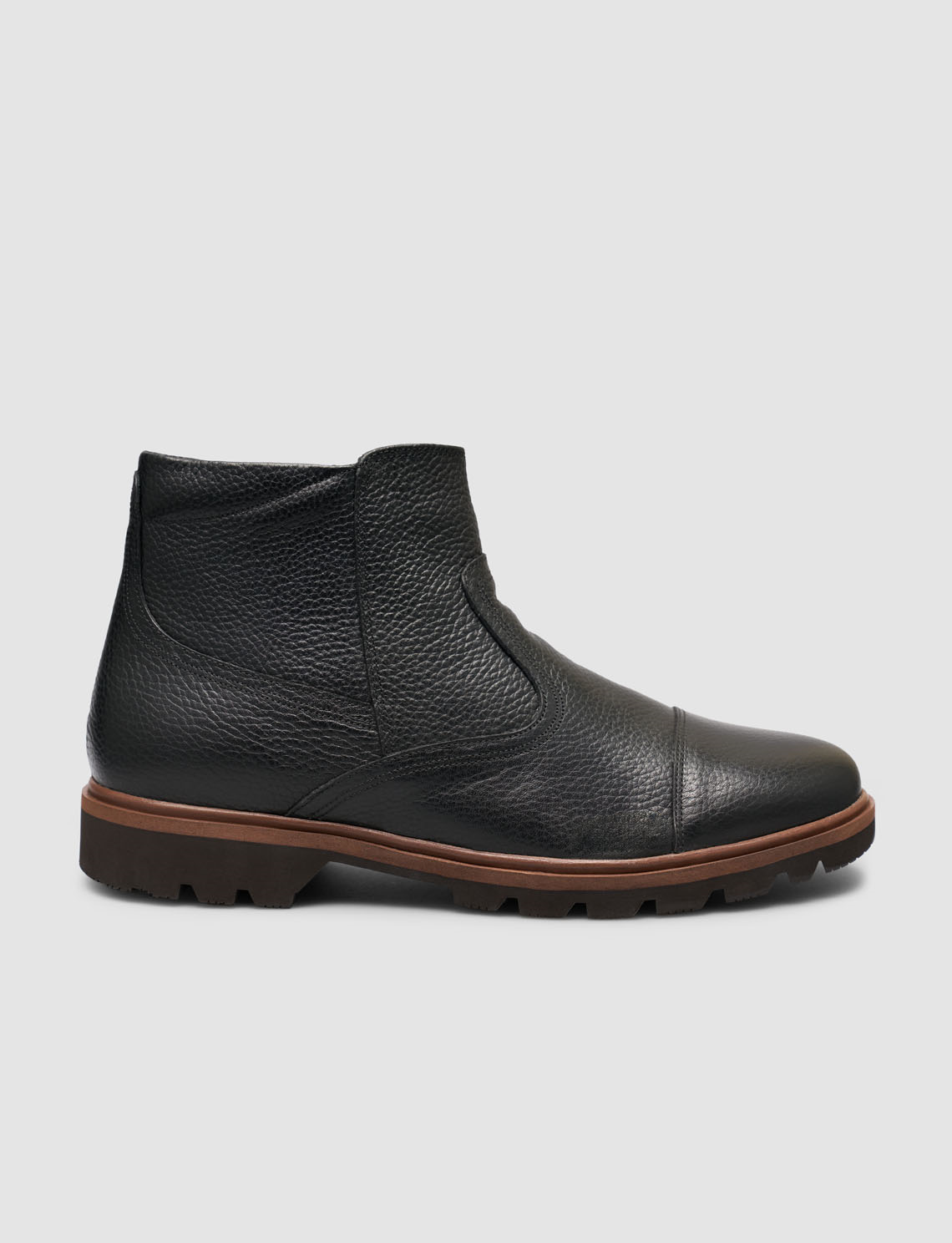 Genuine Leather Zippered Black Men's Casual Boots