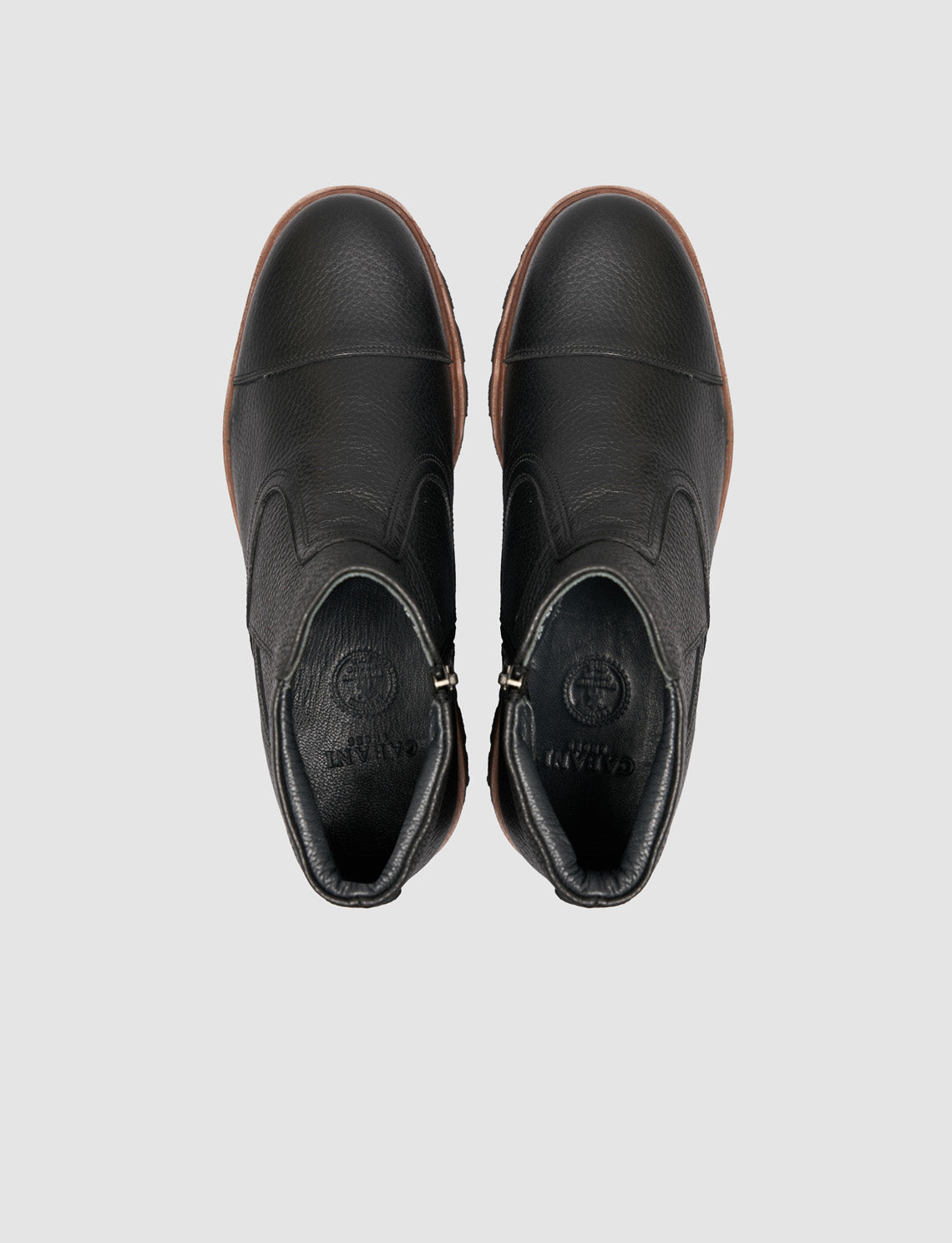 Genuine Leather Zippered Black Men's Casual Boots