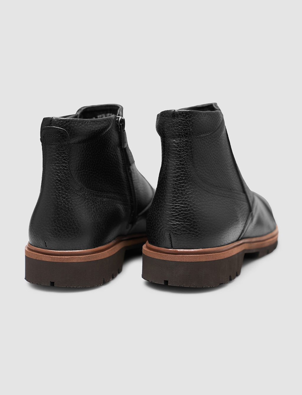 Genuine Leather Zippered Black Men's Casual Boots