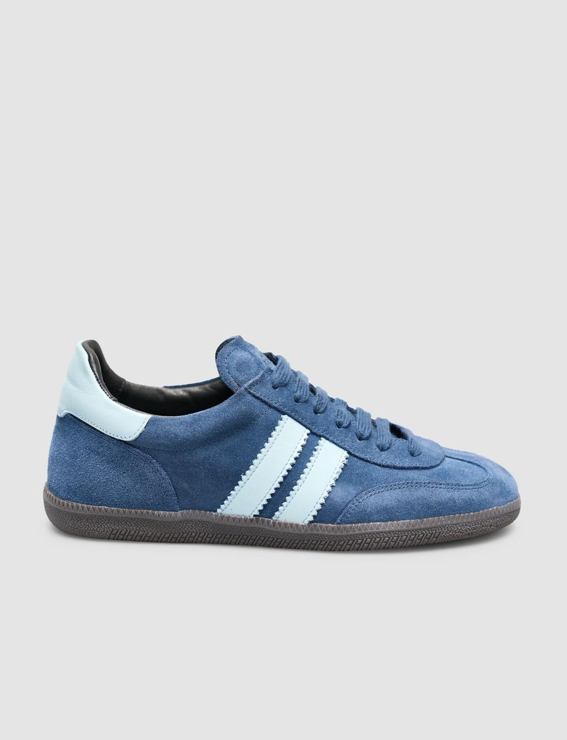 100% Genuine Leather Blue Women's Athletic Shoes