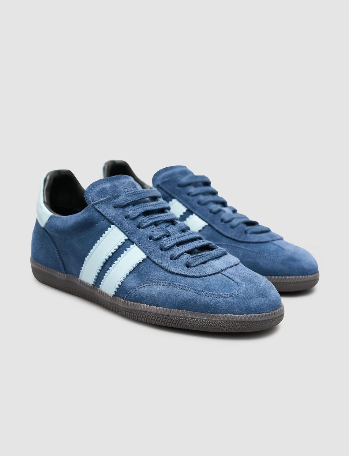 100% Genuine Leather Blue Women's Athletic Shoes