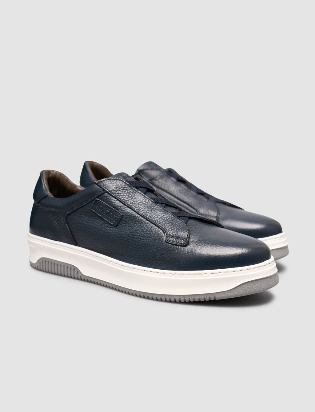 Genuine Leather Navy Blue Elasticated Men's Athletic Shoes