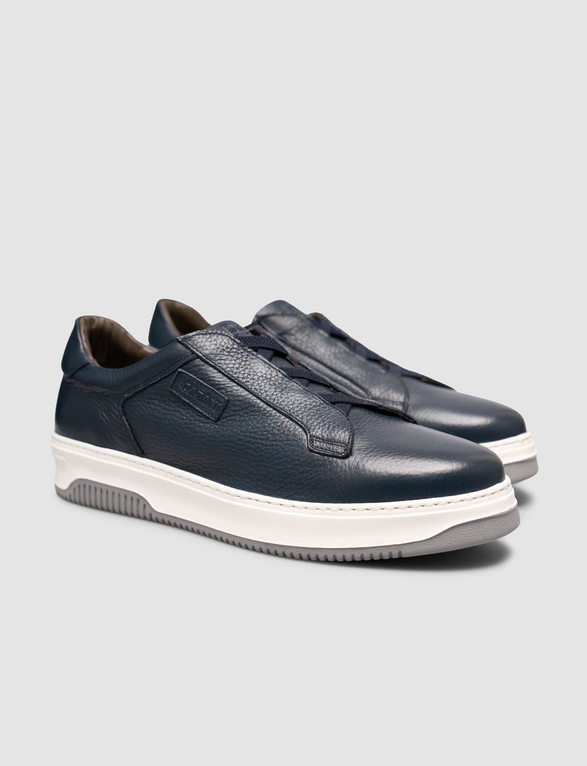 Genuine Leather Navy Blue Elasticated Men's Athletic Shoes
