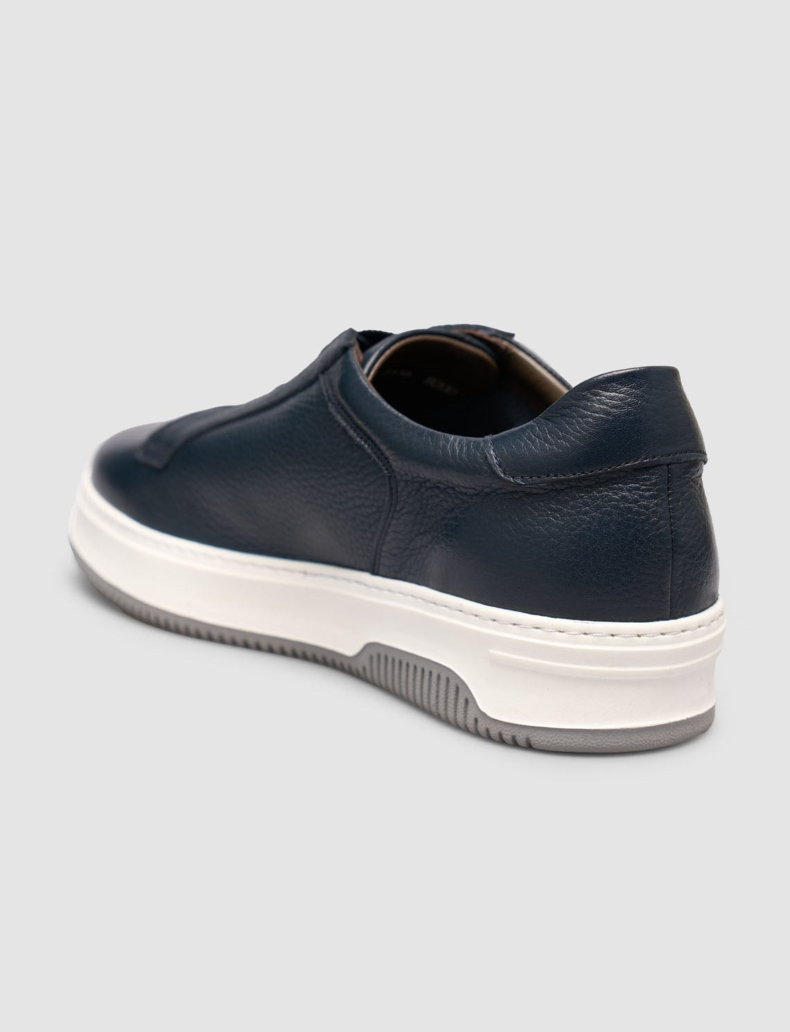 Genuine Leather Navy Blue Elasticated Men's Athletic Shoes