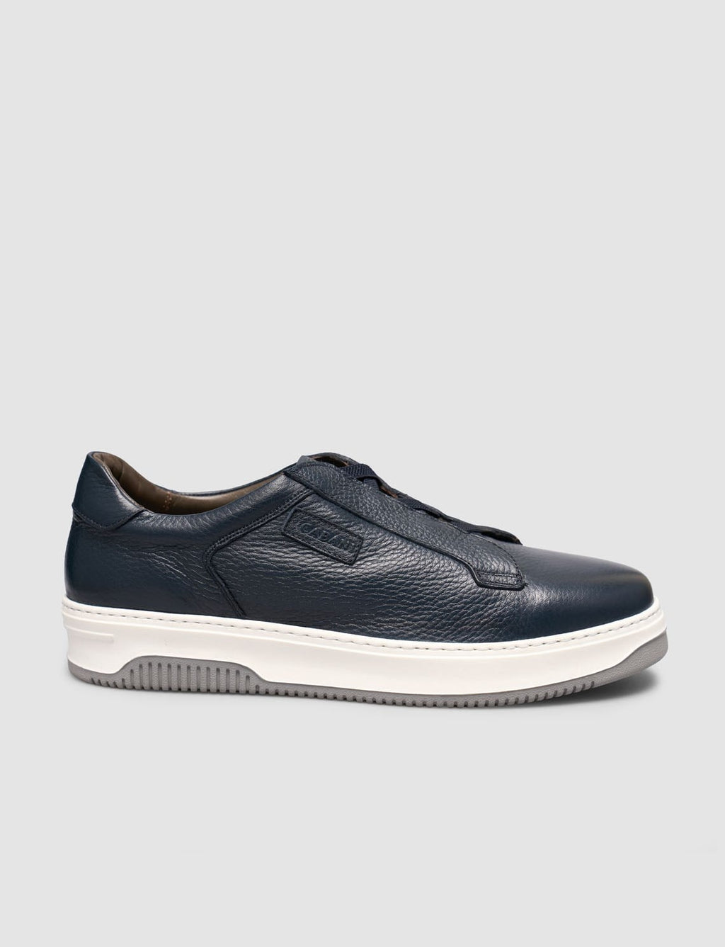 Genuine Leather Navy Blue Elasticated Men's Athletic Shoes