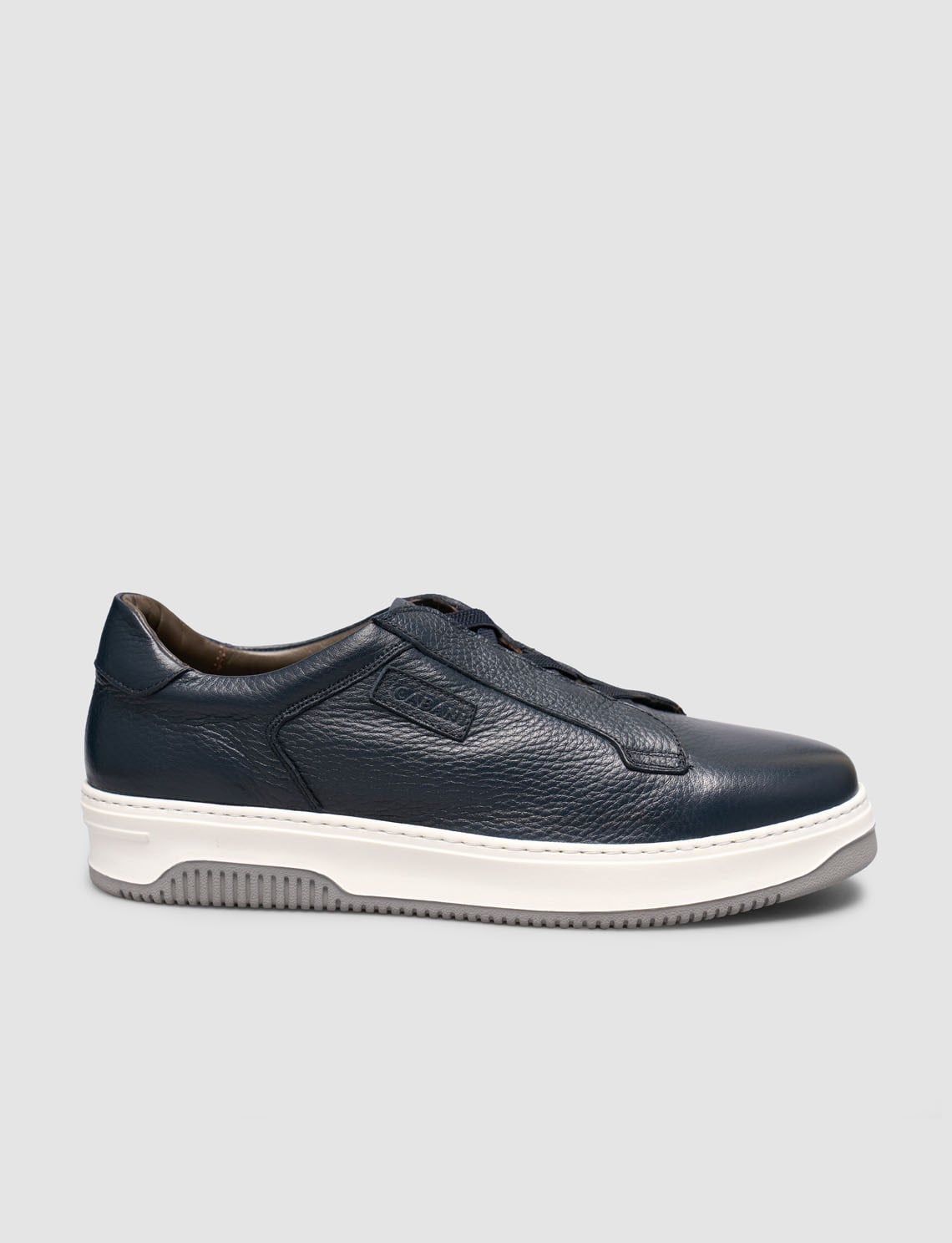 Genuine Leather Navy Blue Elasticated Men's Athletic Shoes