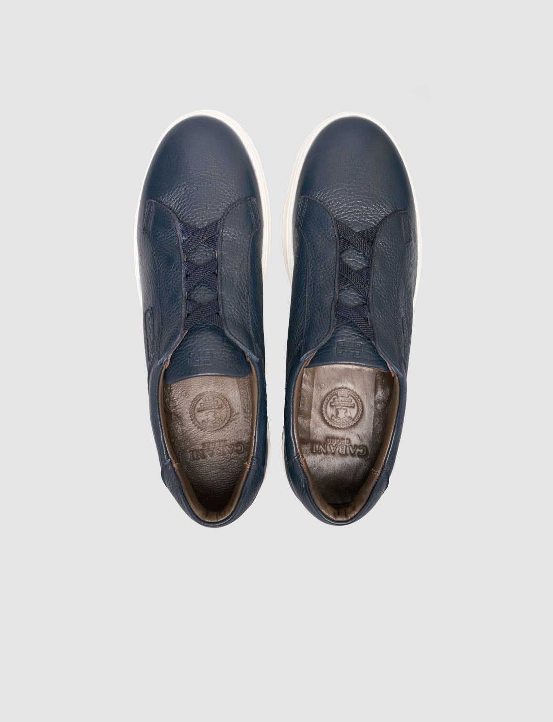 Genuine Leather Navy Blue Elasticated Men's Athletic Shoes