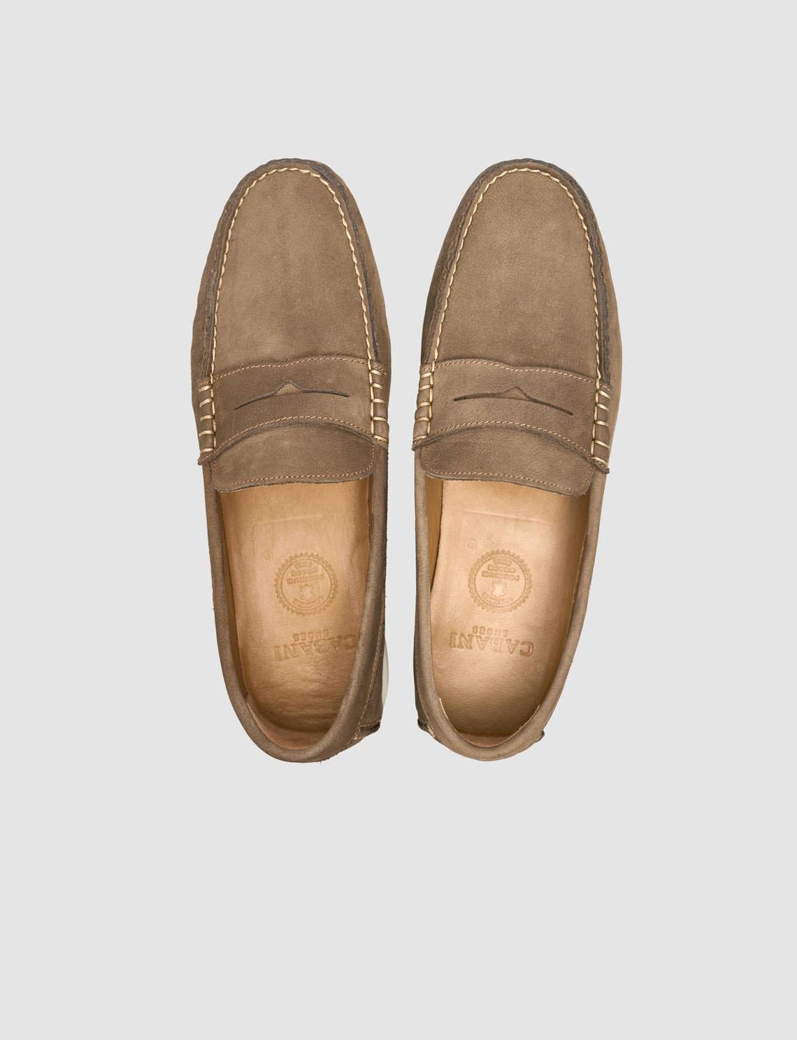 Genuine Leather Khaki Men's Casual Shoes with Belt Detail